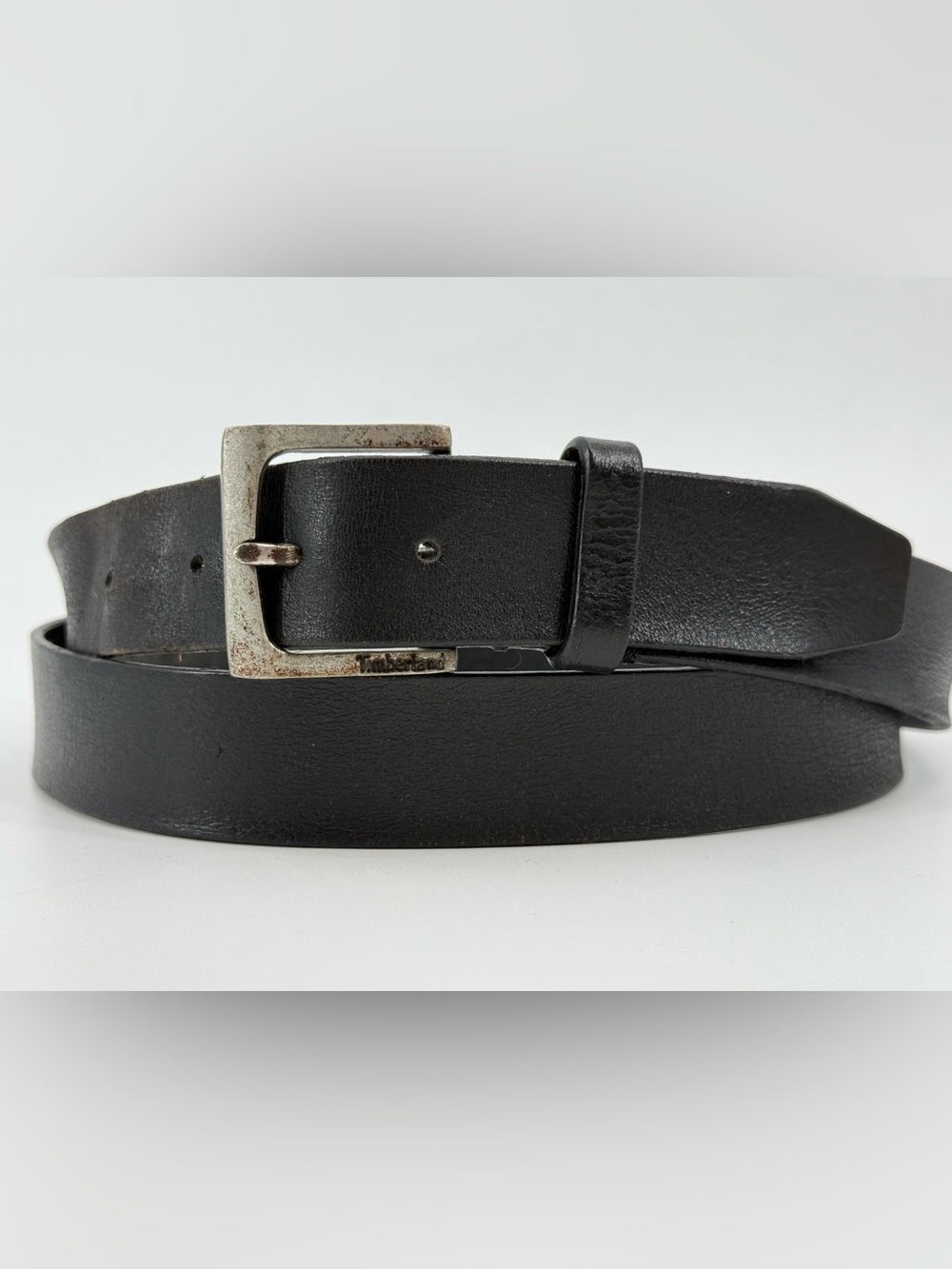 Vintage Timberland Worn Black Leather Belt 44